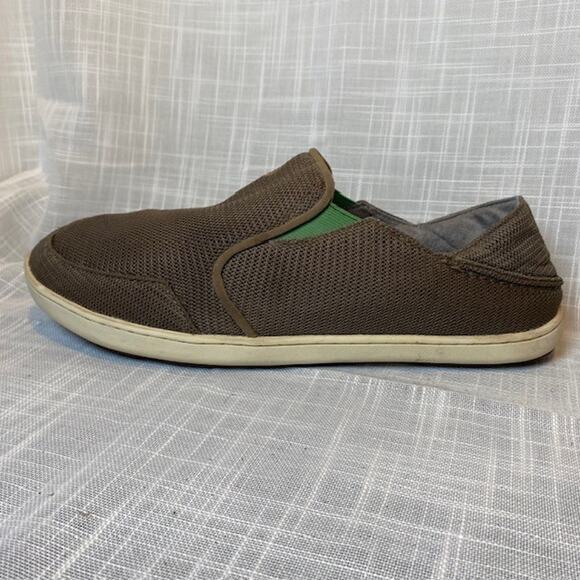 Olukai Nohea Mesh Mens 13 Slip On Loafers Brown Fold Down Heel Slide Shoes - Picture 1 of 9